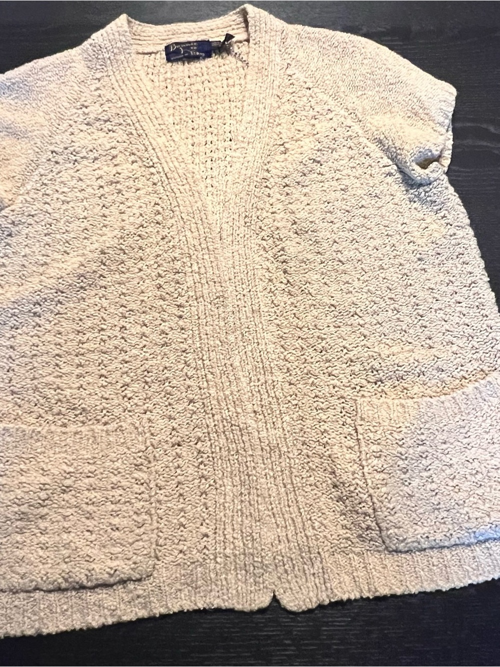 Vintage Cream Textured Open-Front Cardigan